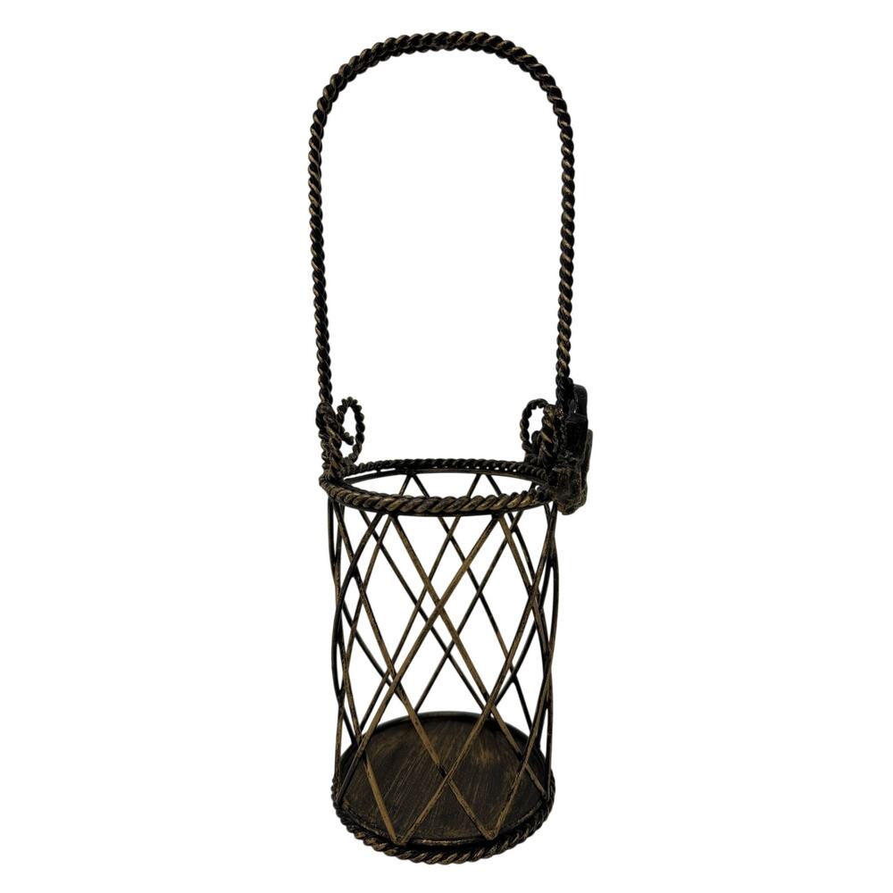 Metal Wine Bottle Holder Rustic Display Rack Tabletop Decor 14.5”